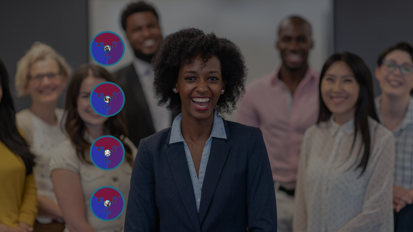 Leader in front of team