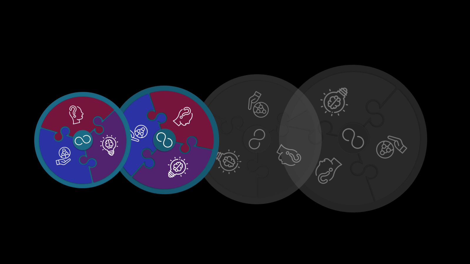 medium size circle with four system design initiatives interwoven