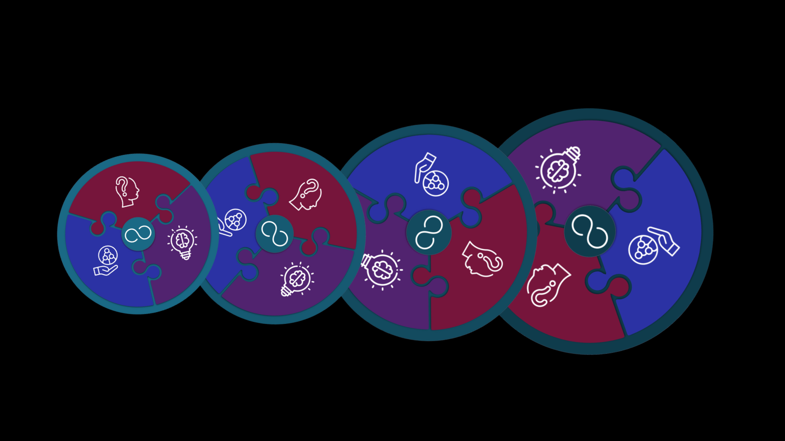 extra large size circle with four system design initiatives interwoven