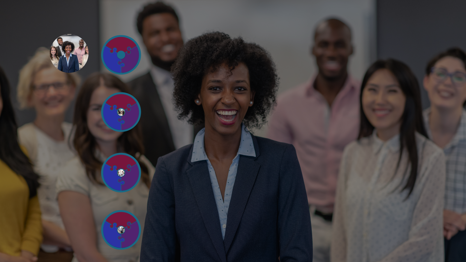 Leader in front of team 